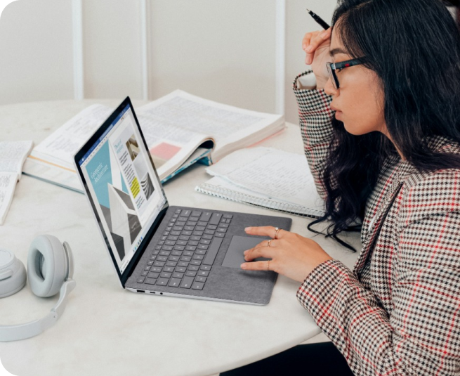 Professional working on laptop