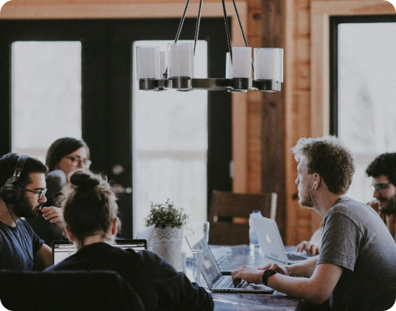 Team meeting in modern office space